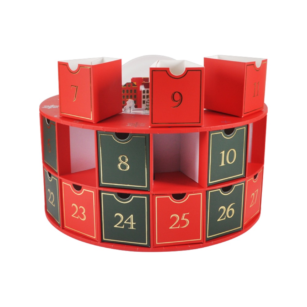 Red Round Christmas Advent Calendar Box Thumbnail 4