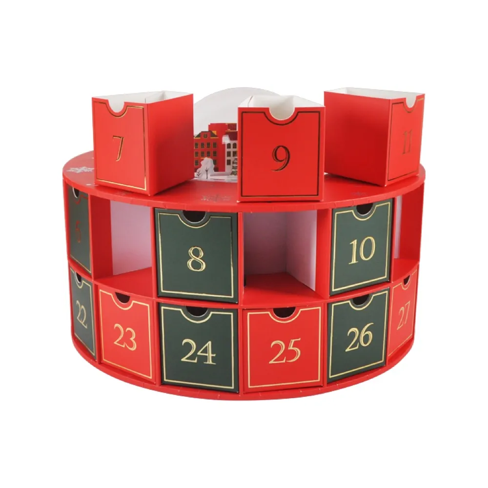 Red Round Christmas Advent Calendar Box Thumbnail 8