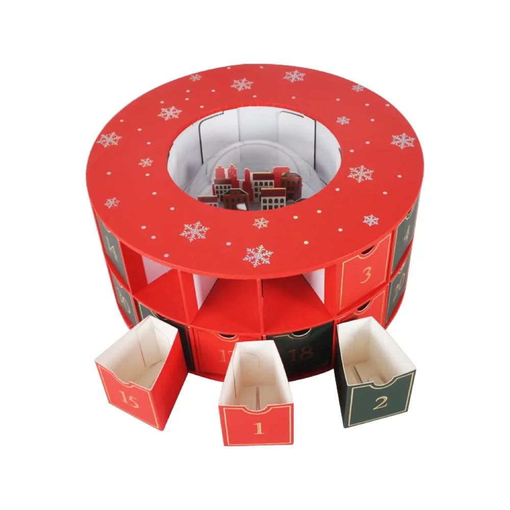 Red Round Christmas Advent Calendar Box Thumbnail 16