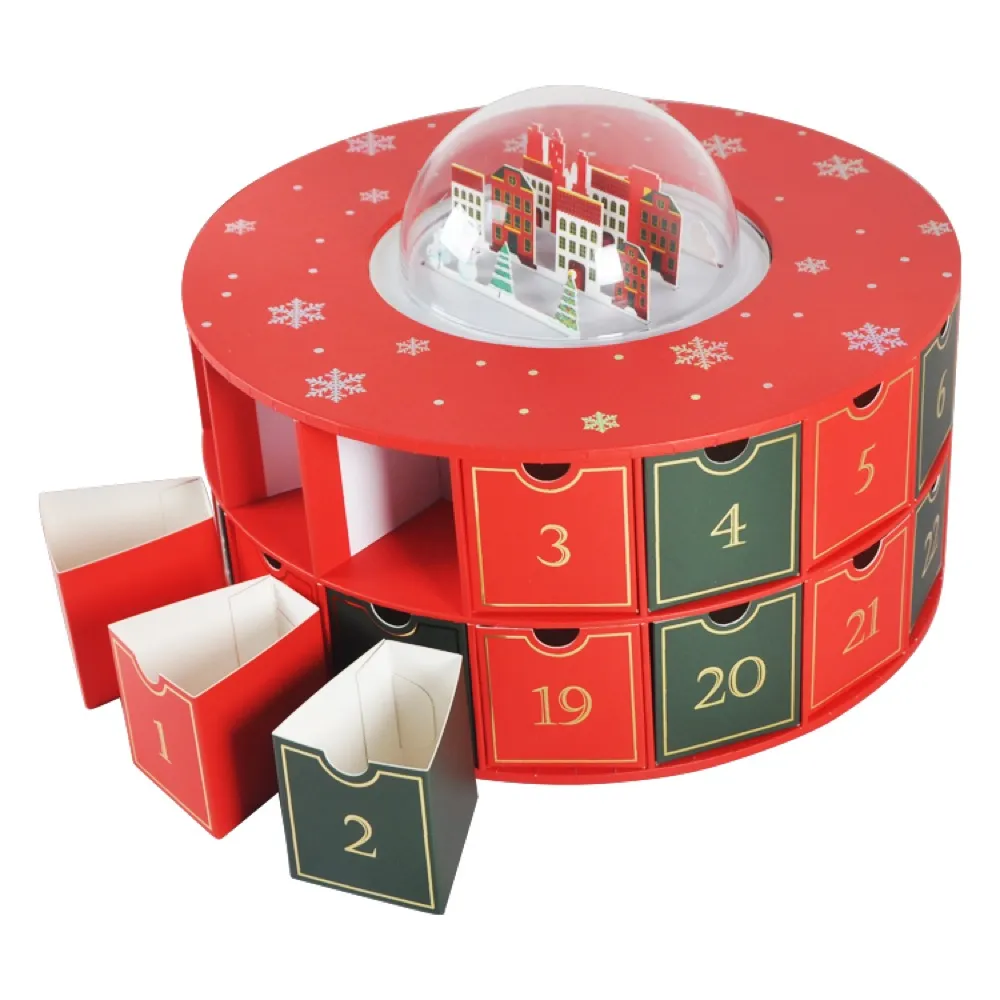 Red Round Christmas Advent Calendar Box Thumbnail 22