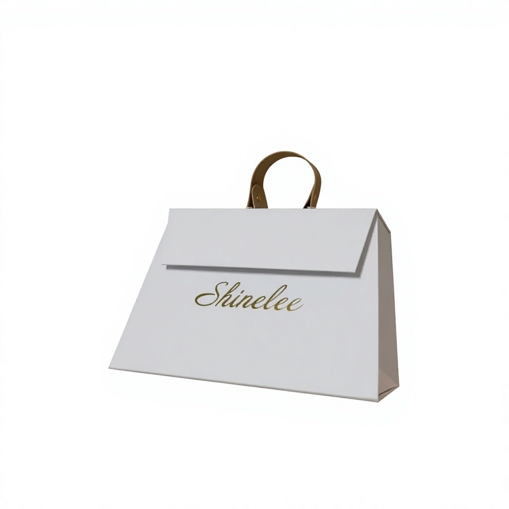 White Trapezoidal Leather Handle Folding Box