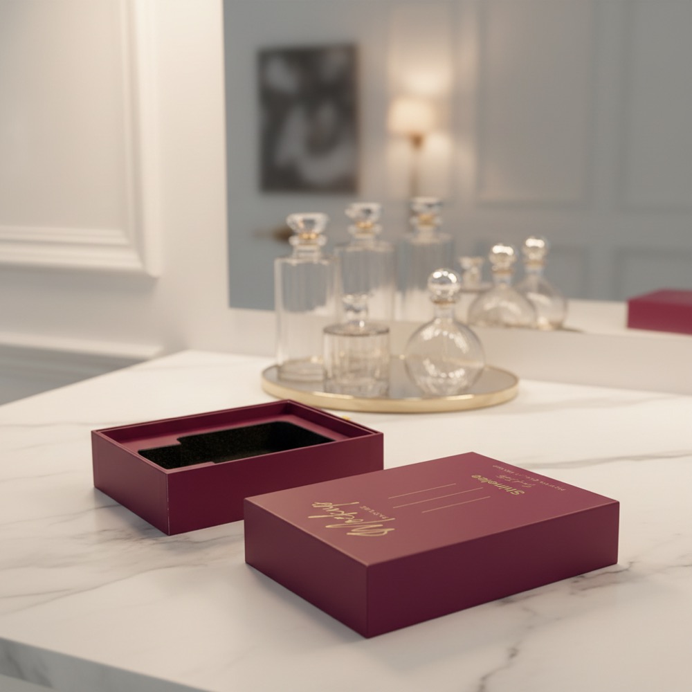 Premium Magenta Ribbon Drawer Perfume Box Thumbnail 3