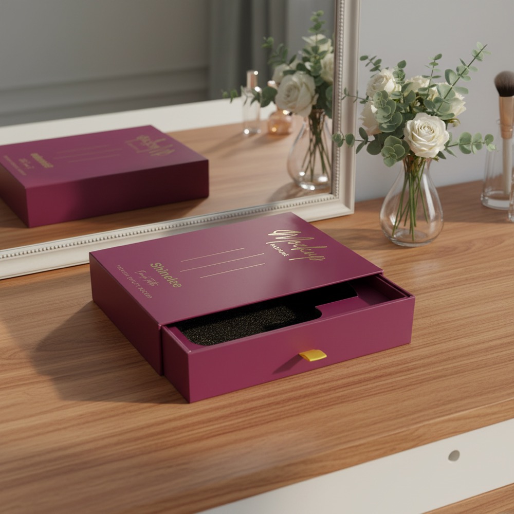 Premium Magenta Ribbon Drawer Perfume Box Thumbnail 4