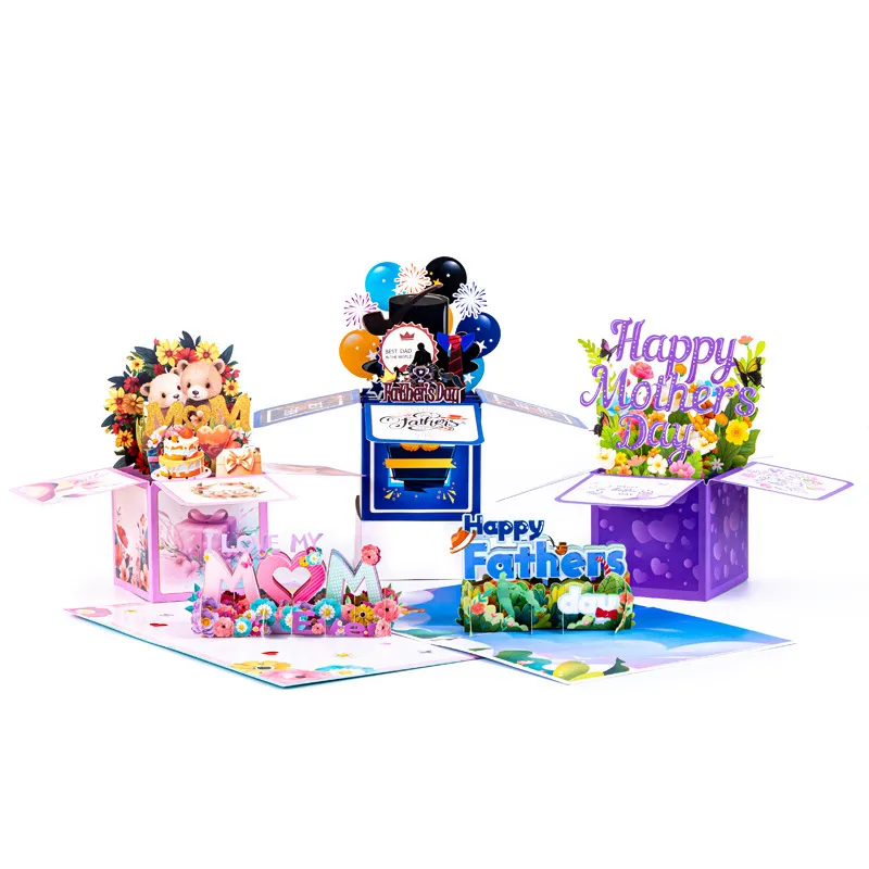 3D Pop-Up Festive Greeting Card with Bear and Balloons Thumbnail 2