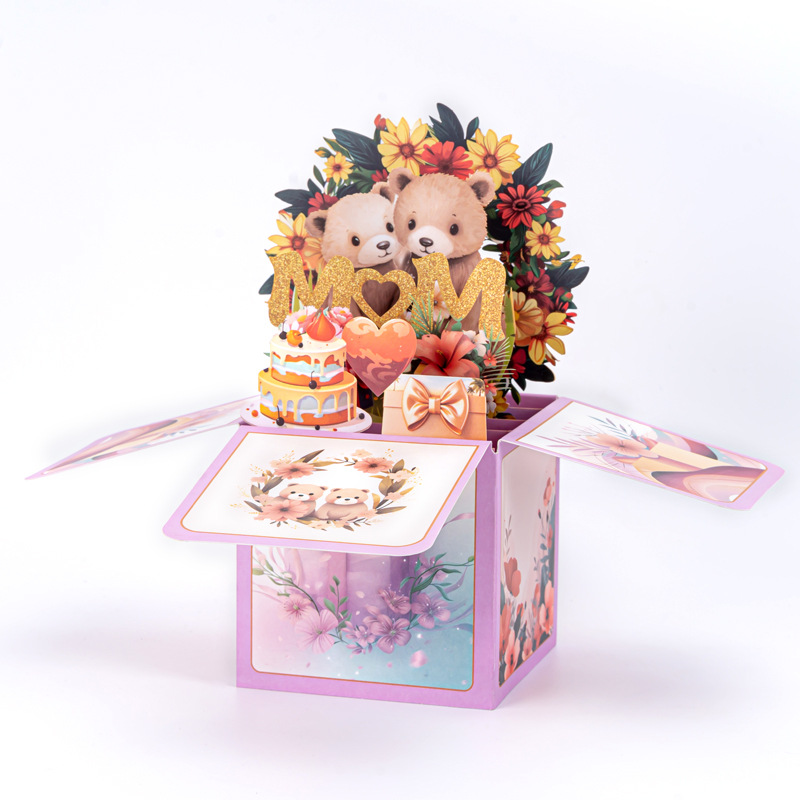 3D Pop-Up Festive Greeting Card with Bear and Balloons Thumbnail 4