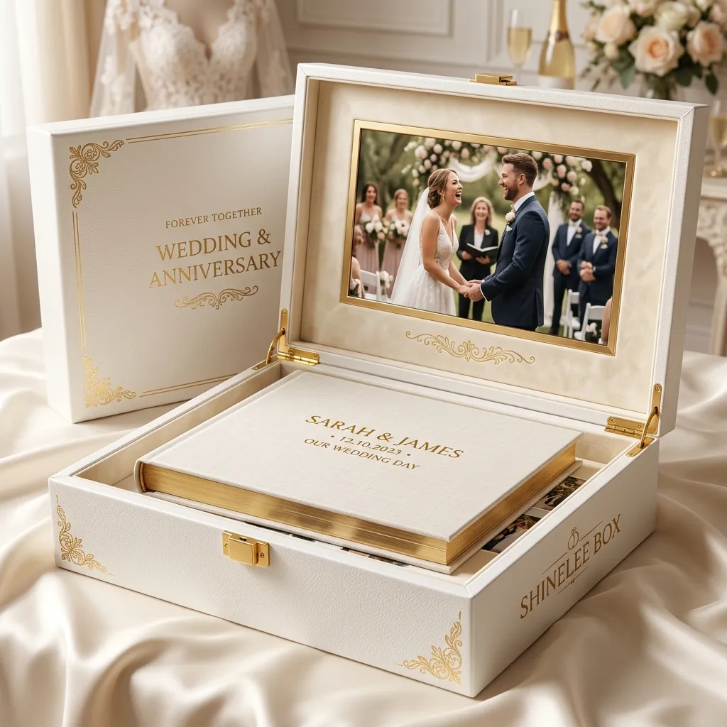 Deluxe Wedding Video Box A4 Keepsake Album Box Pearl White Thumbnail 2