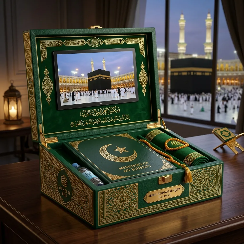 Emerald Green Islamic Hajj Gift Box with 7 inch Screen Thumbnail 2