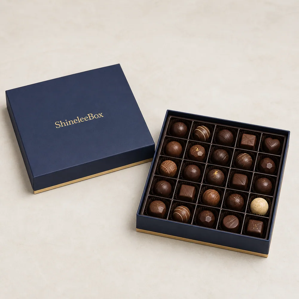 Luxury Lid-and-Base Chocolate Gift Box with 20-Cavity Tray by ShineleeBox