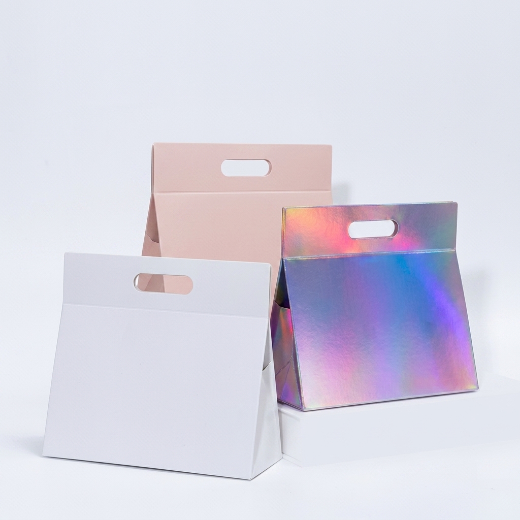Collapsible Magnetic Tote Gift Box with Die-Cut Handle