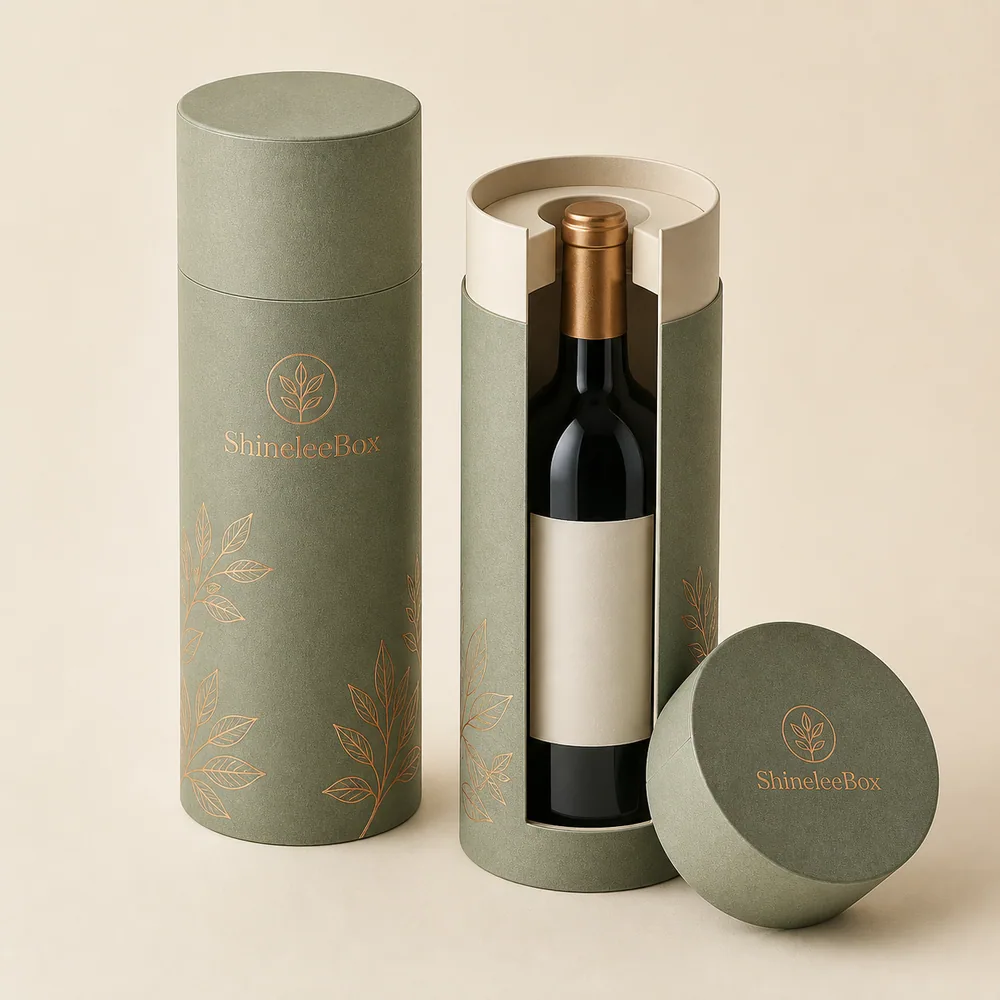 Round Wine Bottle Tube with Telescoping Lid by ShineleeBox