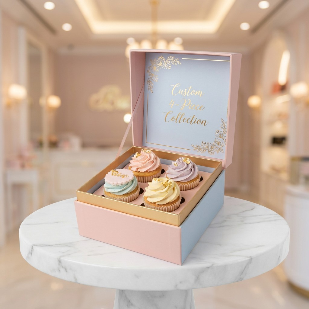 Custom 4-Piece Cupcake Box